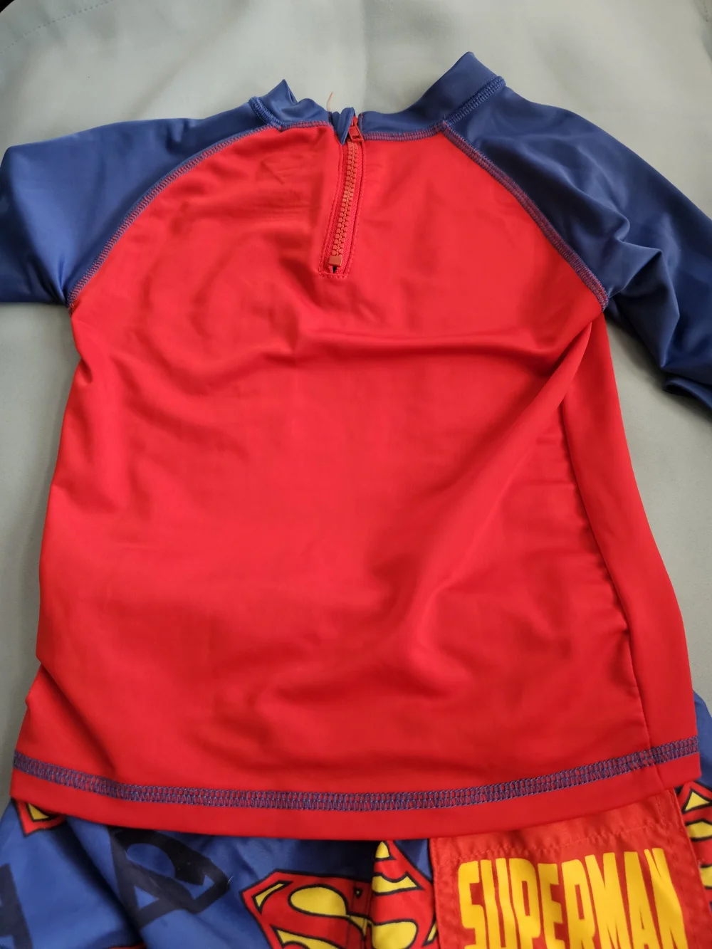 DC Boys Blue and Red Superman Swim Romper